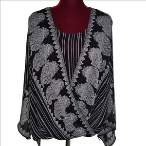 Chico's Gorgeous Sheer Blouse with Metallic Accents Chico's Size 3